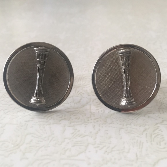 Tie Clip and Cuff Links Set Vintage Brushed Silver Tone - Picture 7 of 10